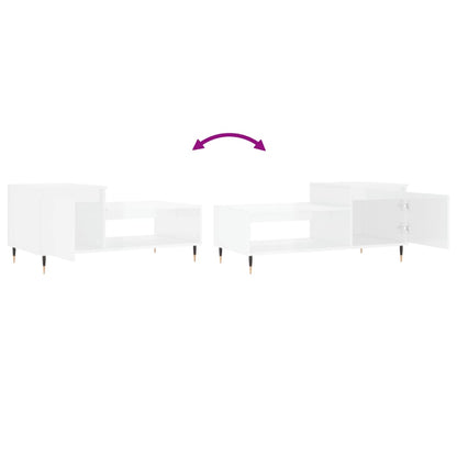 Konferenční Stolek Lesklý Bílý 100X50X45 Cm Kompozitní Dřevo