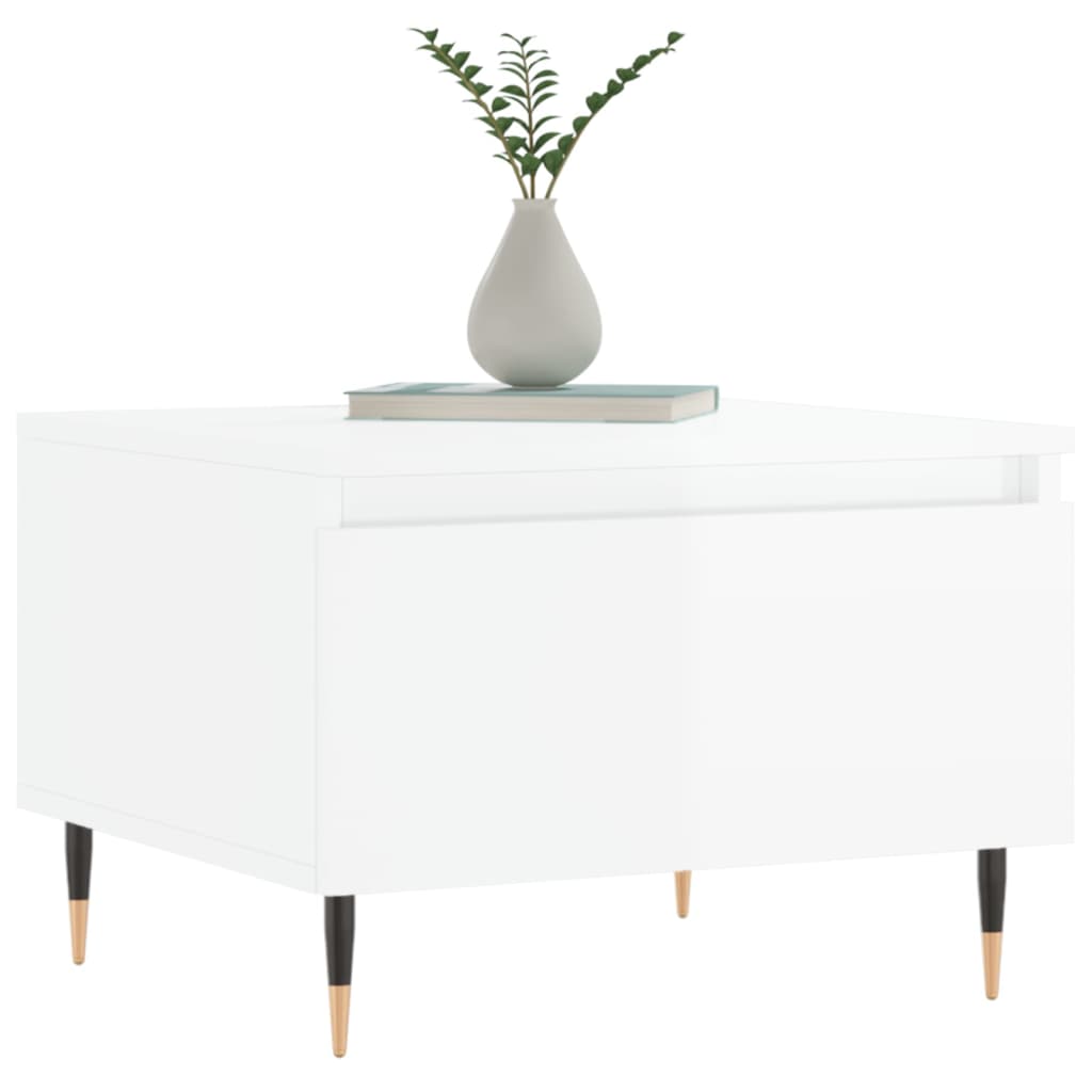 Konferenční Stolky 2 Ks Lesklé Bílé 50X46X35Cm Kompozitní Dřevo