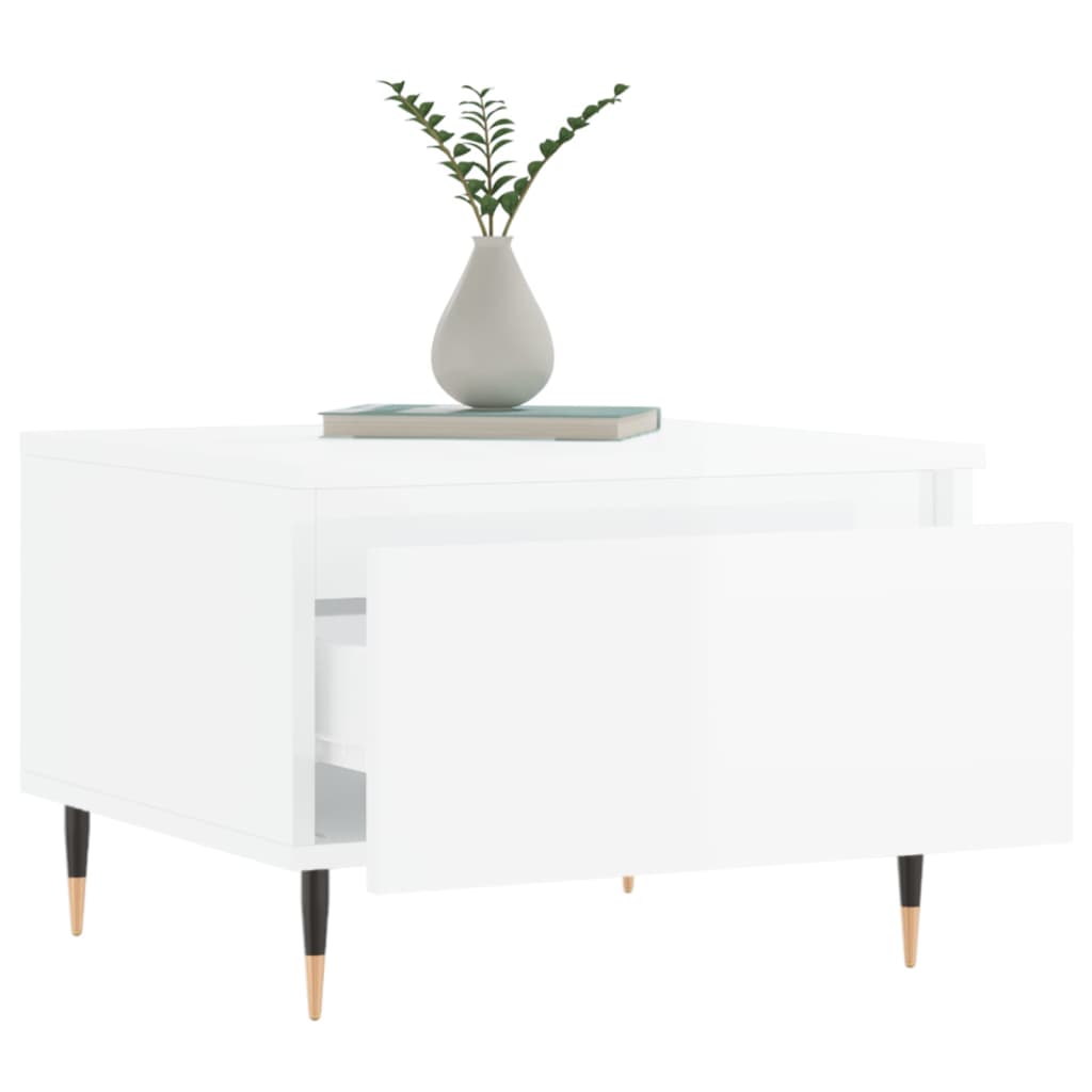 Konferenční Stolky 2 Ks Lesklé Bílé 50X46X35Cm Kompozitní Dřevo