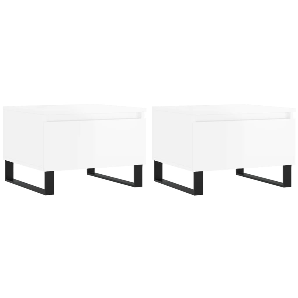Konferenční Stolky 2 Ks Lesklé Bílé 50X46X35Cm Kompozitní Dřevo