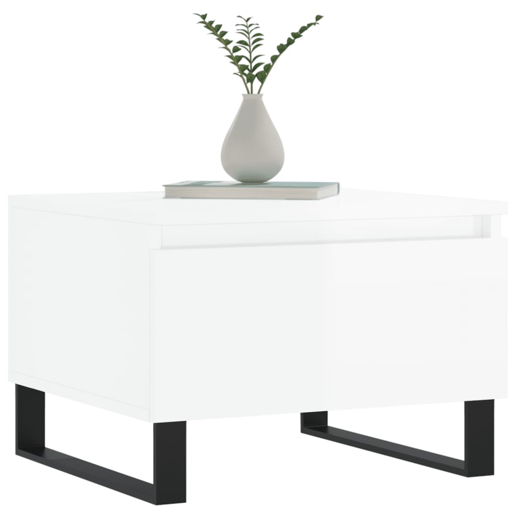 Konferenční Stolky 2 Ks Lesklé Bílé 50X46X35Cm Kompozitní Dřevo