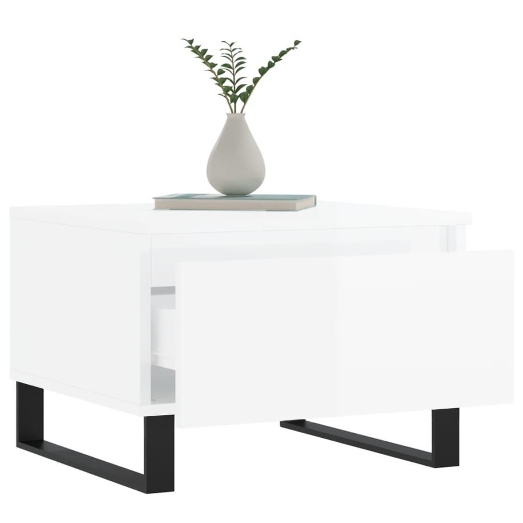 Konferenční Stolky 2 Ks Lesklé Bílé 50X46X35Cm Kompozitní Dřevo