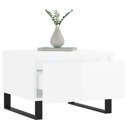 Konferenční Stolky 2 Ks Lesklé Bílé 50X46X35Cm Kompozitní Dřevo