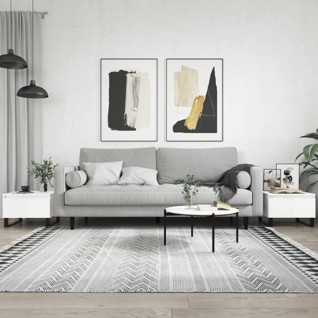 Konferenční Stolky 2 Ks Lesklé Bílé 50X46X35Cm Kompozitní Dřevo