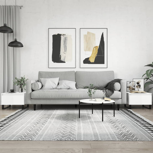 Konferenční Stolky 2 Ks Lesklé Bílé 50X46X35Cm Kompozitní Dřevo