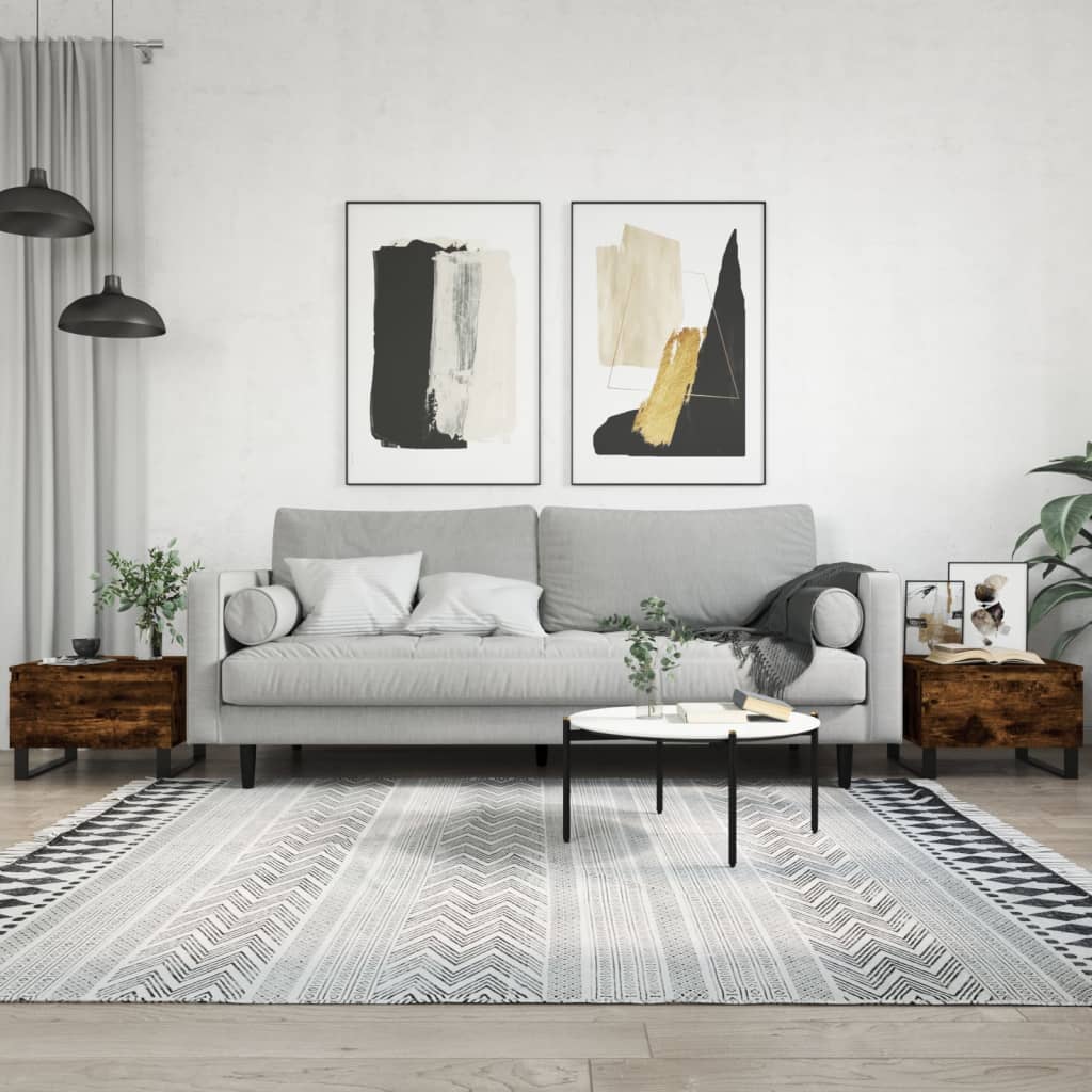 Konferenční Stolky 2 Ks Lesklé Bílé 50X46X35Cm Kompozitní Dřevo