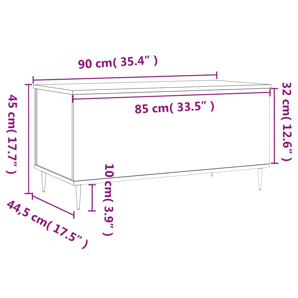 Konferenční Stolek 90X44,5X45 Cm Kompozitní Dřevo