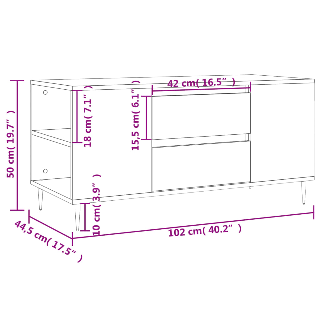 Konferenční Stolek 102X44,5X50 Cm Kompozitní Dřevo