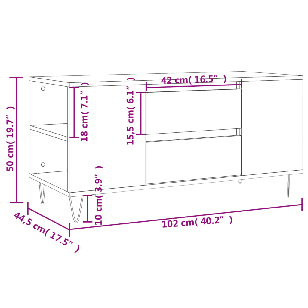Konferenční Stolek 102X44,5X50 Cm Kompozitní Dřevo
