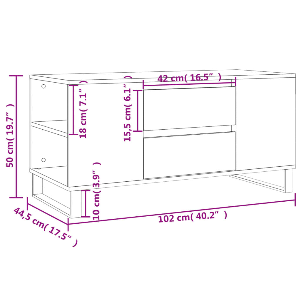 Konferenční Stolek 102X44,5X50 Cm Kompozitní Dřevo