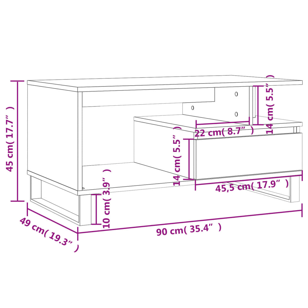 Konferenční Stolek 90X49X45 Cm Kompozitní Dřevo