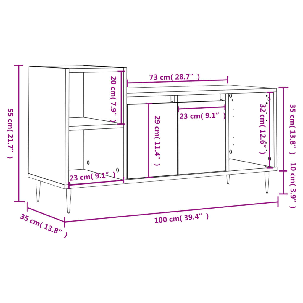 Tv Skříňka 100X35X55 Cm Kompozitní Dřevo