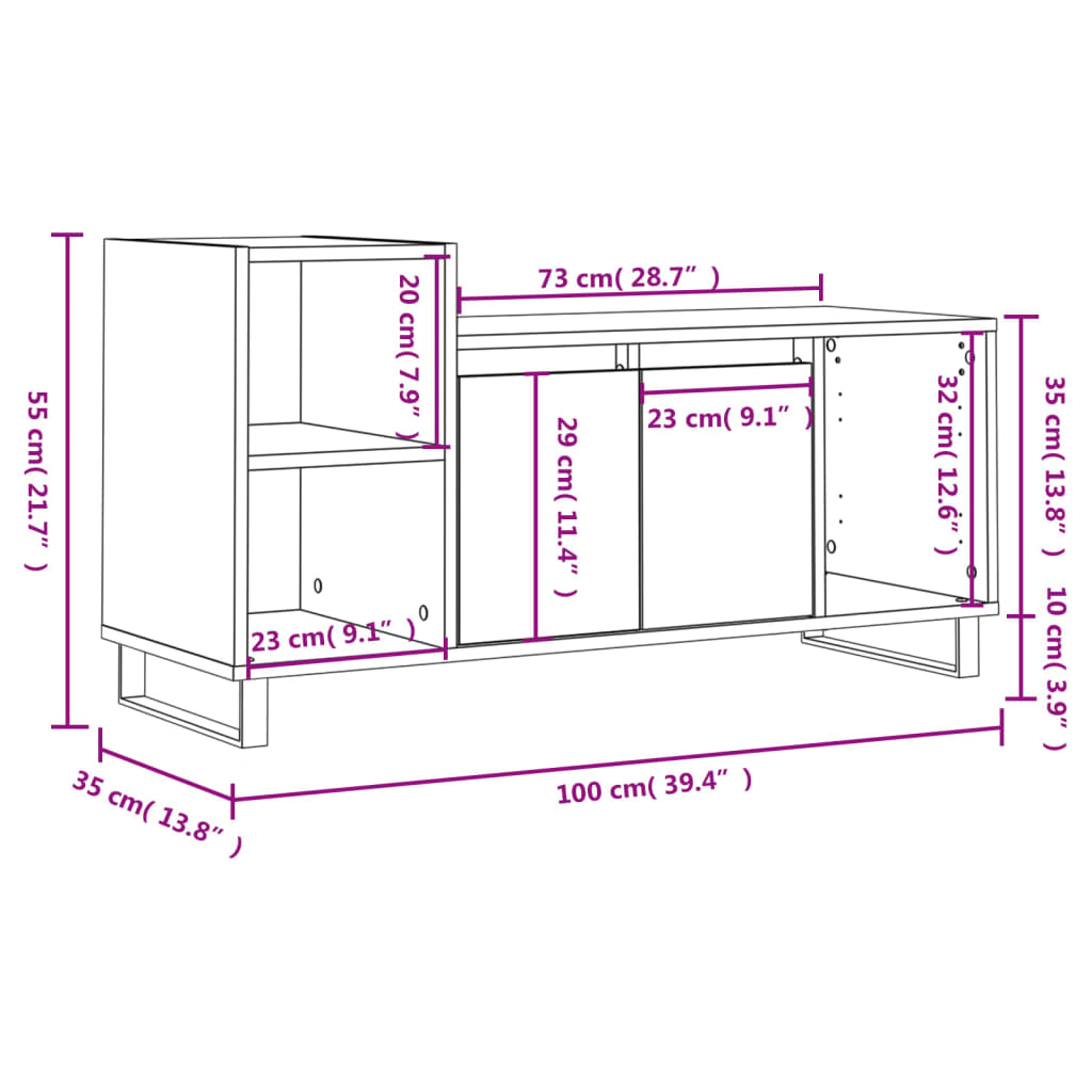 Tv Skříňka 100X35X55 Cm Kompozitní Dřevo
