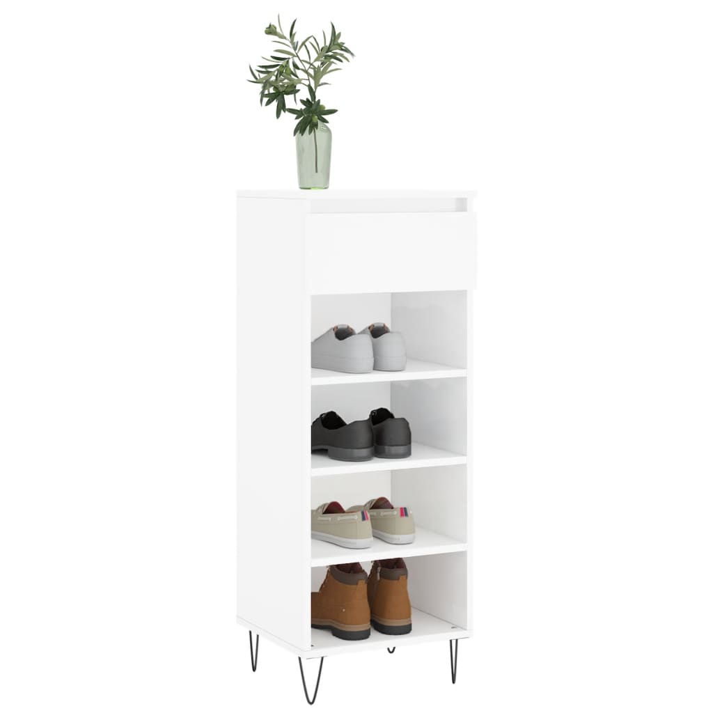 Botník Bílý S Vysokým Leskem 40 X 36 X 105 Cm Kompozitní Dřevo