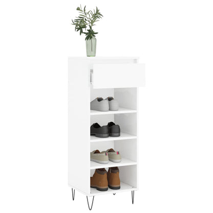 Botník Bílý S Vysokým Leskem 40 X 36 X 105 Cm Kompozitní Dřevo