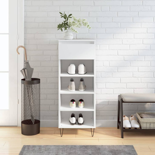 Botník Bílý S Vysokým Leskem 40 X 36 X 105 Cm Kompozitní Dřevo