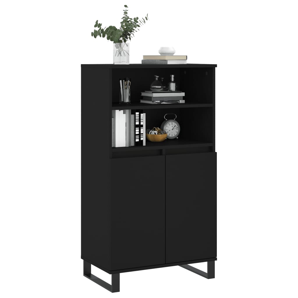 Skříň Highboard Černá 60 X 36 X 110 Cm Kompozitní Dřevo