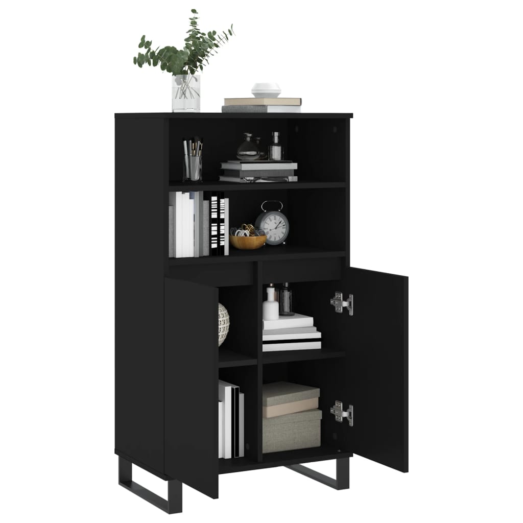 Skříň Highboard Černá 60 X 36 X 110 Cm Kompozitní Dřevo