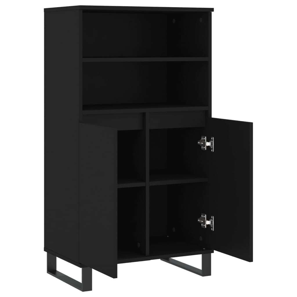 Skříň Highboard Černá 60 X 36 X 110 Cm Kompozitní Dřevo