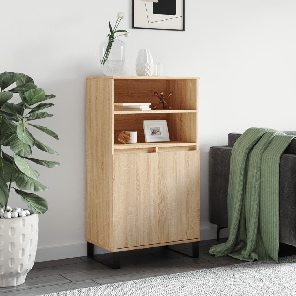 Skříň Highboard Černá 60 X 36 X 110 Cm Kompozitní Dřevo