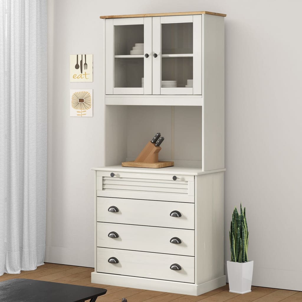 Příborník Vigo Bílý 78 X 40 X 175 Cm Masivní Borové Dřevo