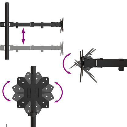 Držák Na Dva Monitory Černý Ocel Vesa 75/100 Mm