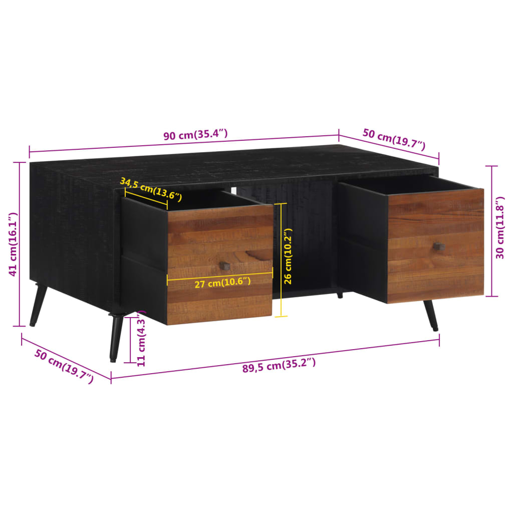 Konferenční Stolek 90 X 50 X 41 Cm Masivní Recyklovaný Teak