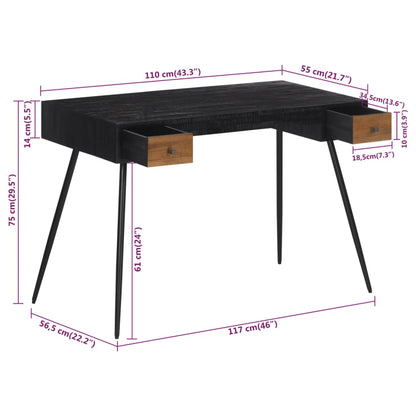Psací Stůl 117 X 56,5 X 75 Cm Masivní Recyklovaný Teak
