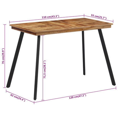 Jídelní Stůl 120 X 62 X 76 Cm Masivní Teakové Dřevo