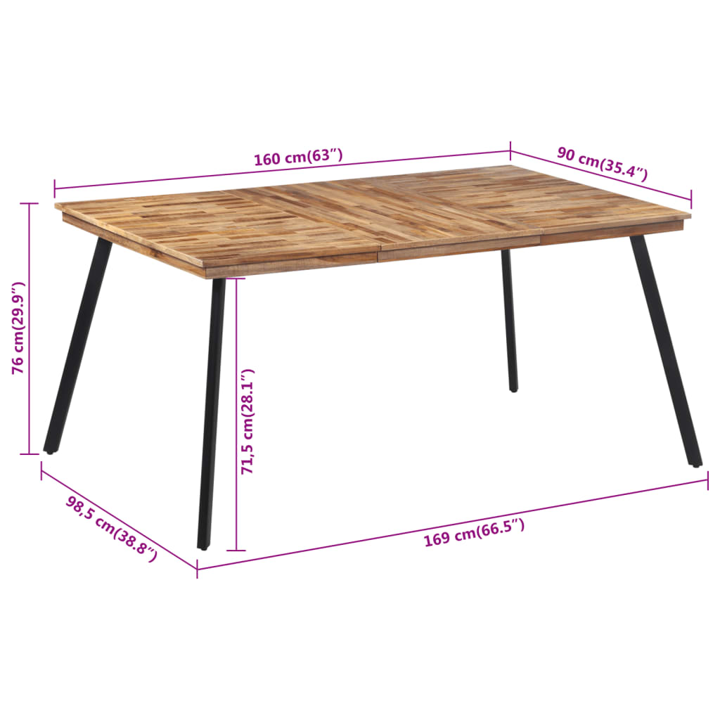 Jídelní Stůl 169 X 98,5 X 76 Cm Masivní Teakové Dřevo