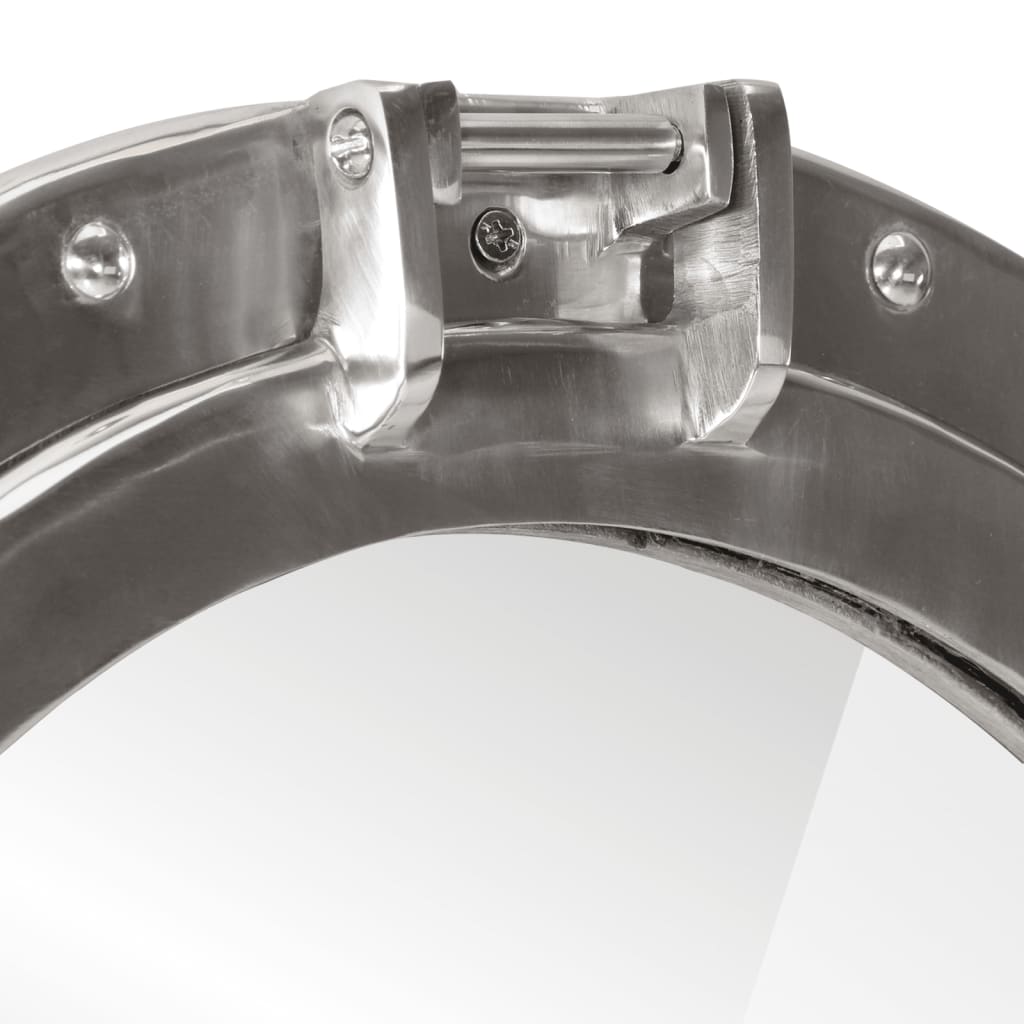 Průzorové Okénko Se Zrcadlem Nástěnné Ø 38 Cm Hliník A Sklo