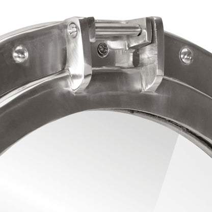 Průzorové Okénko Se Zrcadlem Nástěnné Ø 38 Cm Hliník A Sklo