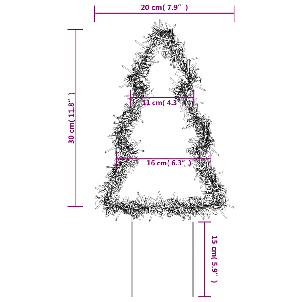 Vánoční Světelné Dekorace S Hroty 3Ks Stromek 50 Led Diod 30 Cm Zelená