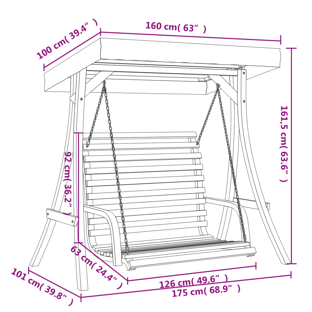 Zahradní Houpačka Se Stříškou Masivní Smrk S Teakovou Úpravou
