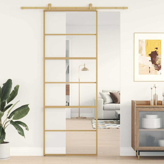 Posuvné Dveře Zlaté 76 X 205 Cm Čiré Esg Sklo A Hliník