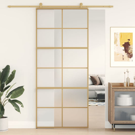 Posuvné Dveře Zlaté 90 X 205 Cm Mléčné Esg Sklo A Hliník