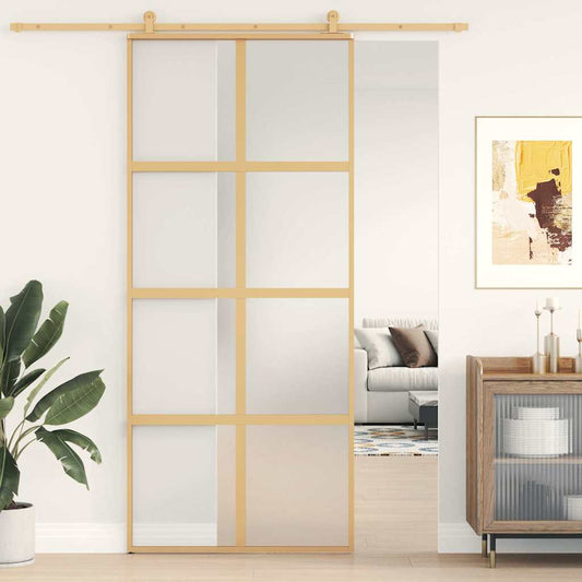 Posuvné Dveře Zlaté 90 X 205 Cm Mléčné Esg Sklo A Hliník