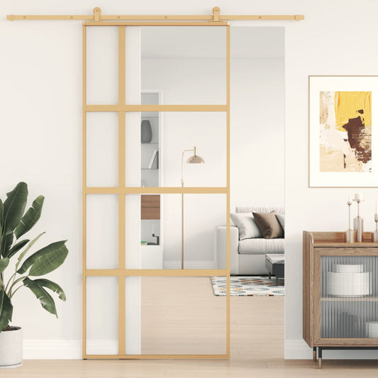 Posuvné Dveře Zlaté 90 X 205 Cm Čiré Esg Sklo A Hliník