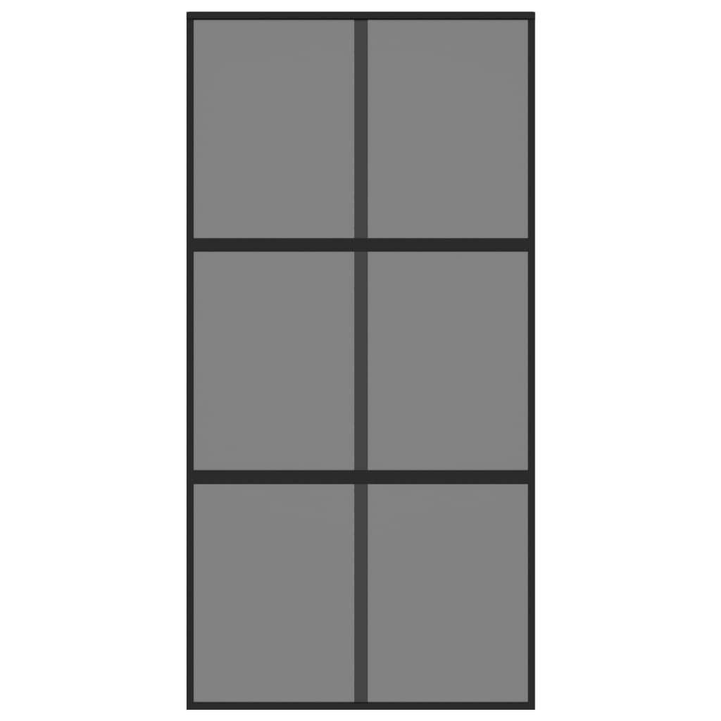 Posuvné Dveře Černé 102,5 X 205 Cm Tvrzené Sklo A Hliník Černá