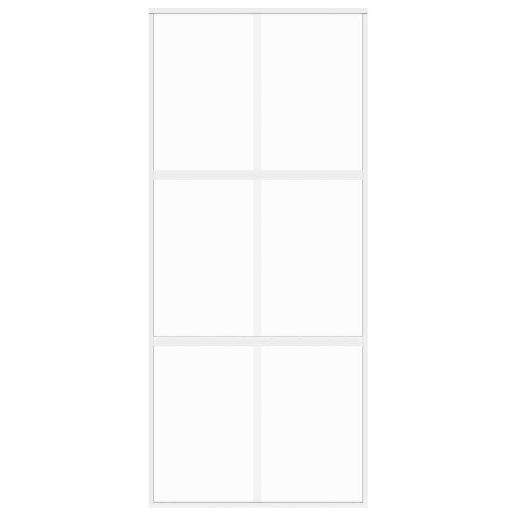 Posuvné Dveře Bílé Tvrzené Sklo A Hliník Bílá A Průhledná