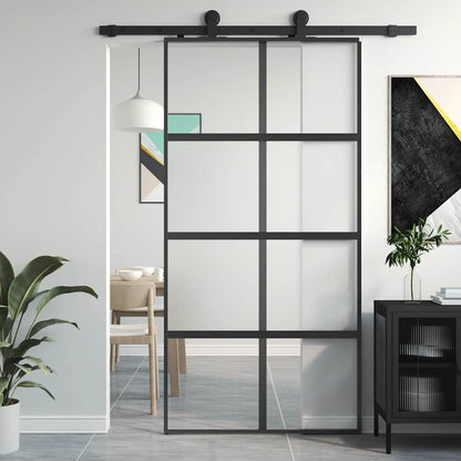 Posuvné Dveře Černé 102,5 X 205 Cm Tvrzené Sklo A Hliník