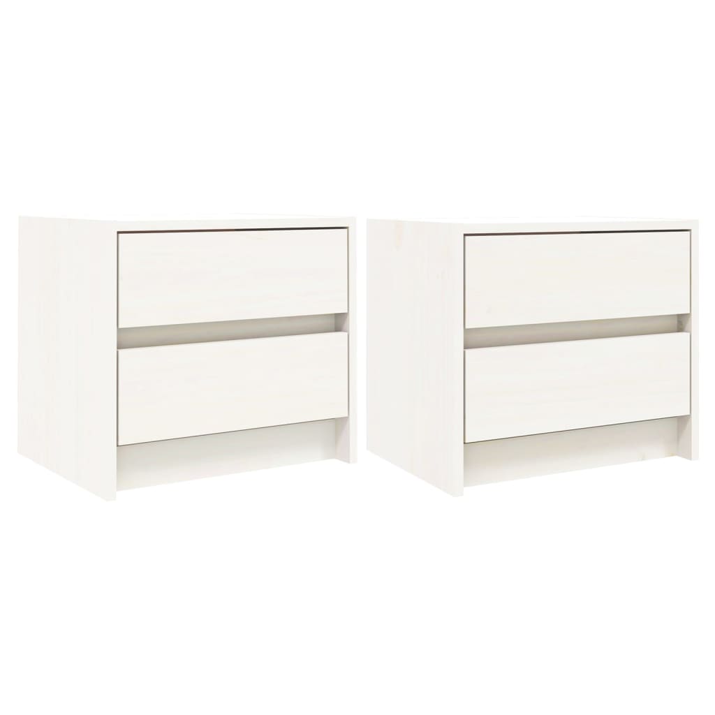 Noční Stolky 2 Ks Bílé 40 X 31 X 35,5 Cm Masivní Borové Dřevo