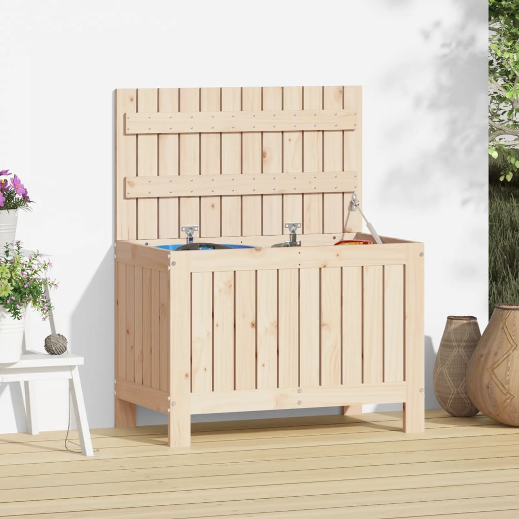 Zahradní Úložný Box Bílý 76 X 42,5 X 54 Cm Masivní Borové Dřevo