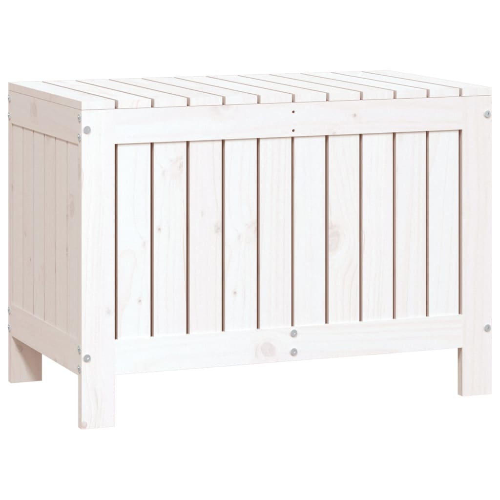 Zahradní Úložný Box Bílý 76 X 42,5 X 54 Cm Masivní Borové Dřevo
