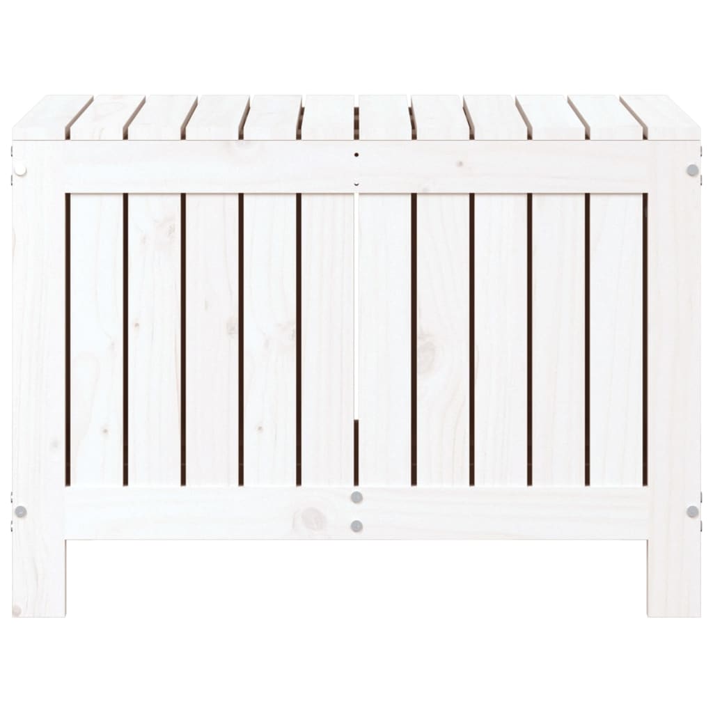 Zahradní Úložný Box Bílý 76 X 42,5 X 54 Cm Masivní Borové Dřevo