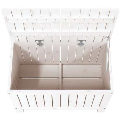 Zahradní Úložný Box Bílý 76 X 42,5 X 54 Cm Masivní Borové Dřevo