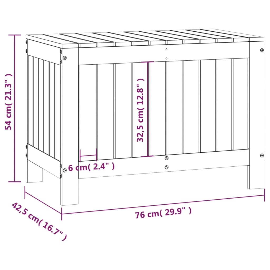 Zahradní Úložný Box Bílý 76 X 42,5 X 54 Cm Masivní Borové Dřevo
