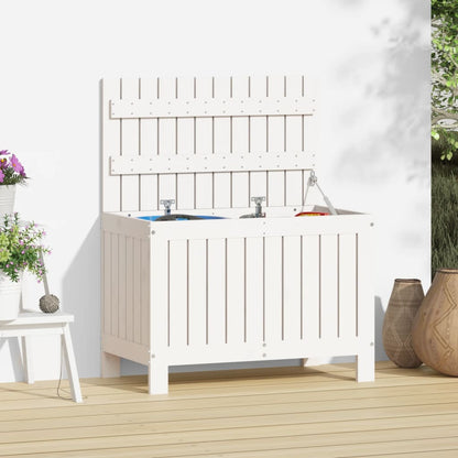Zahradní Úložný Box Bílý 76 X 42,5 X 54 Cm Masivní Borové Dřevo