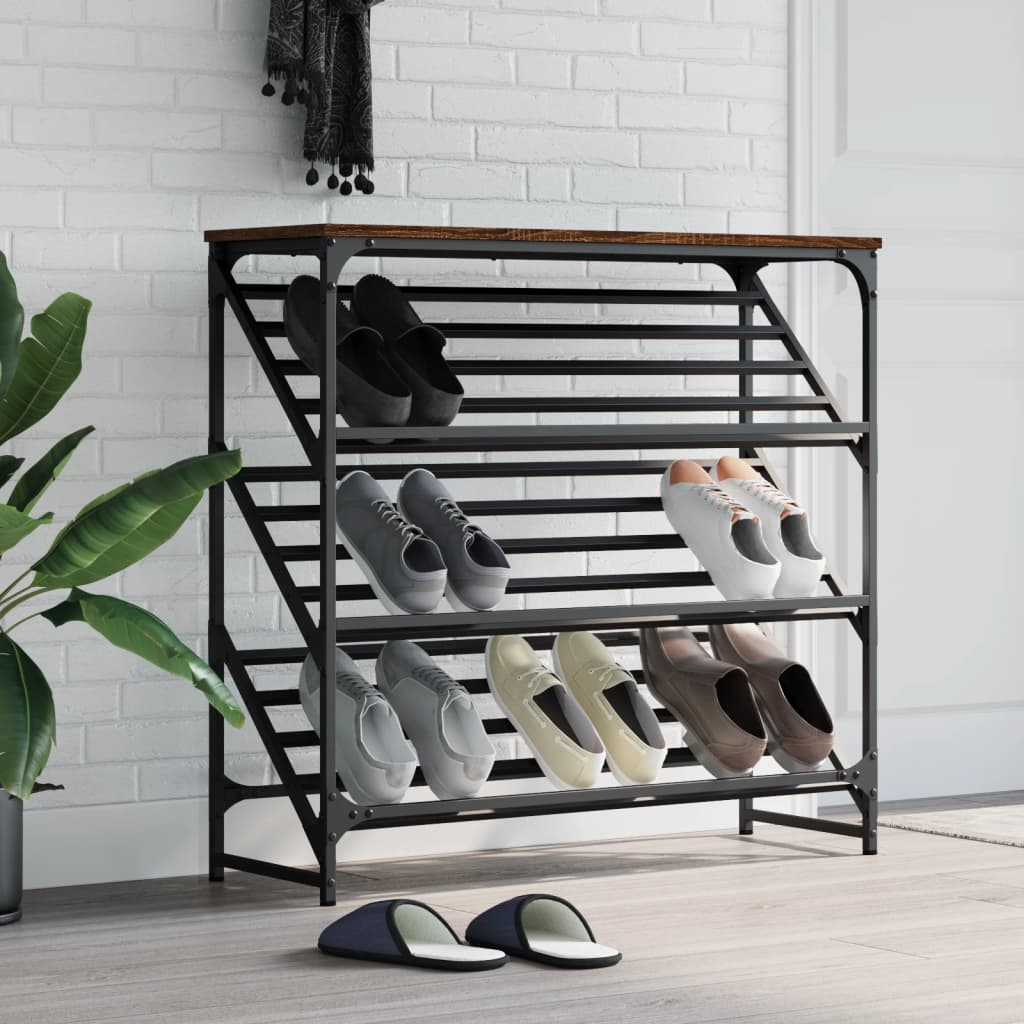 vidaXL Botník 90 x 30 x kompozitní dřevo hnědý dub - 85 cm / 90 cm