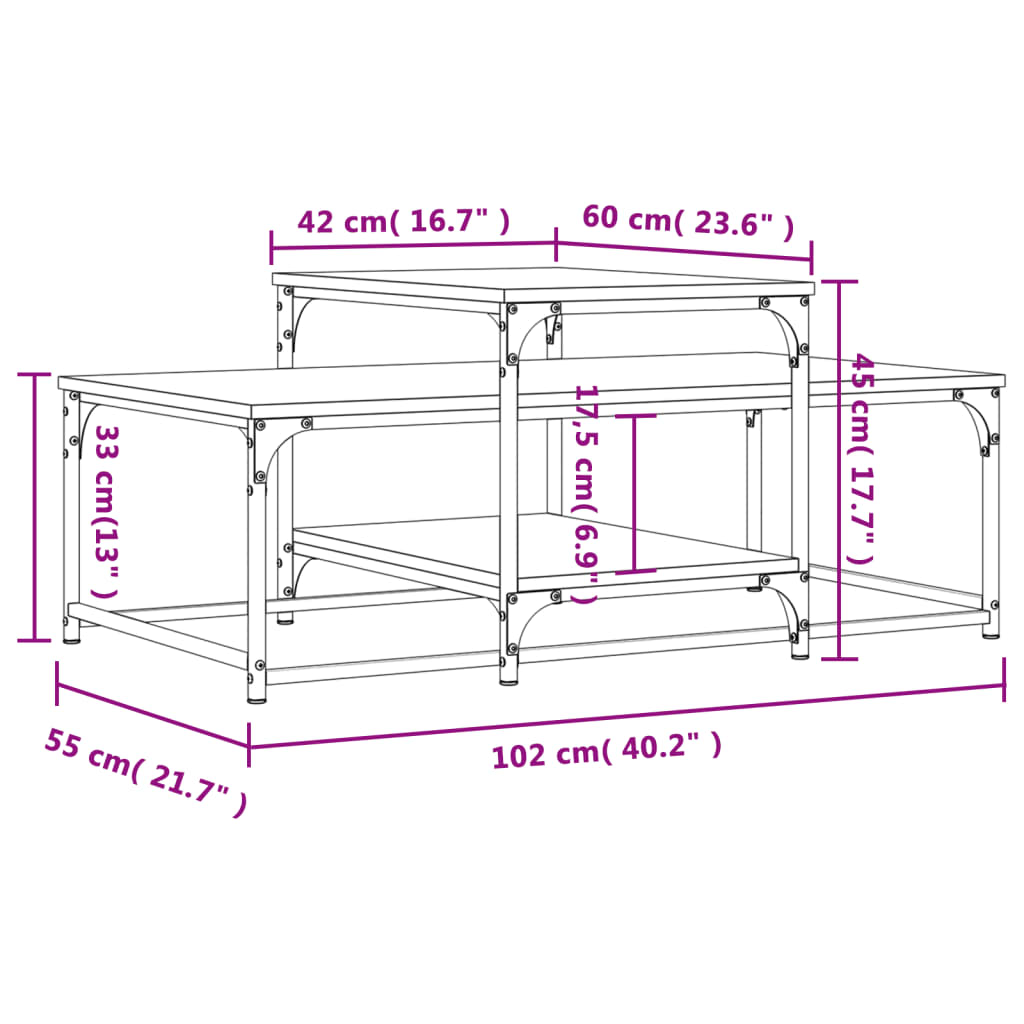 Konferenční Stolek 102 X 60 X 45 Cm Kompozitní Dřevo